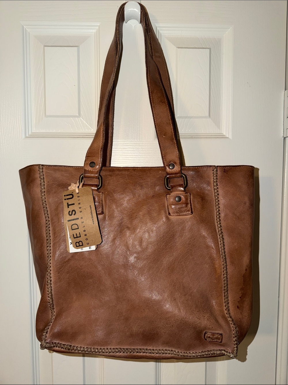 BED|STÜ Celindra LTC Distressed Leather Zip-Top Tote Bag (A - Picture 7 of 8